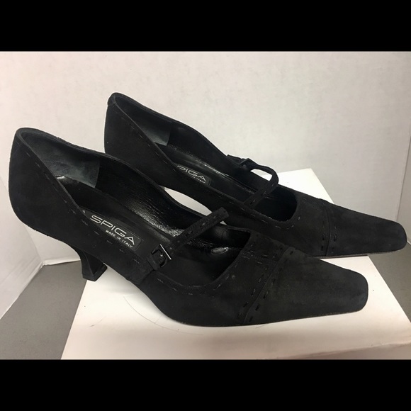 VIA SPIGA Black Suede Pointed Toe Kitten Heels - Picture 1 of 7